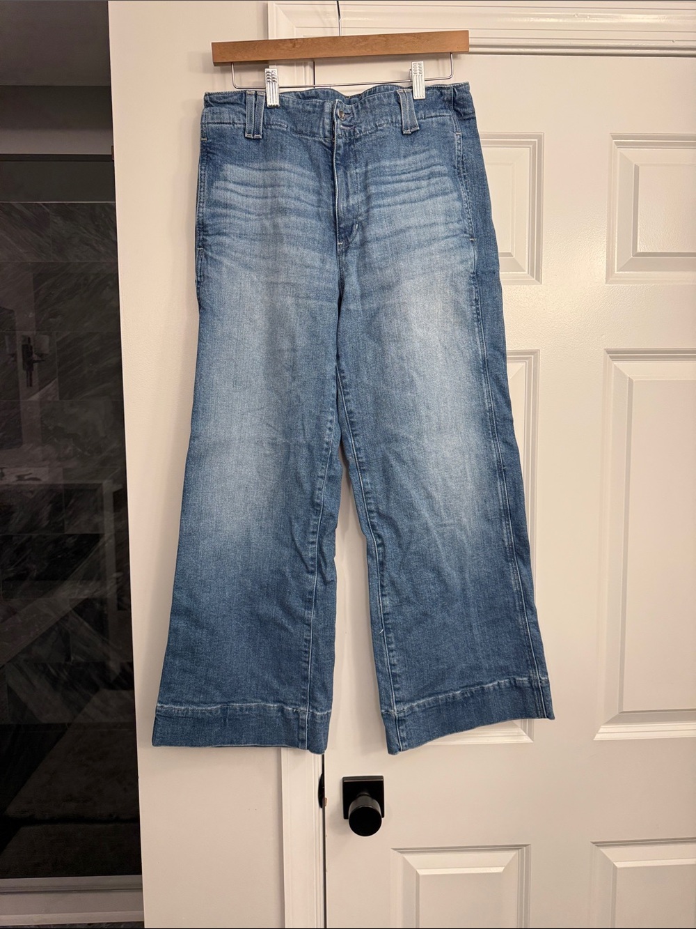 Ag Adriano Goldschmied Light Blue Wide-leg Cropped Jeans
